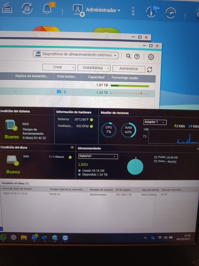 NAS QNAP TS-133 con disco WD 2TB