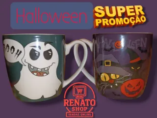 2 Canecas Halloween Cerâmica