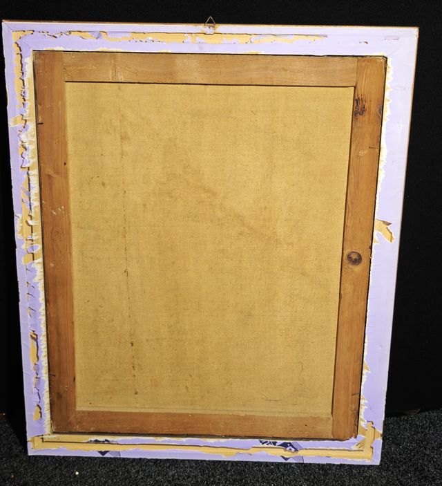 Antico dipinto olio su tela - Fuga in egitto '800