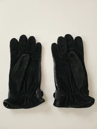 Guantes ante y piel negros