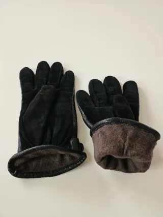 Guantes ante y piel negros