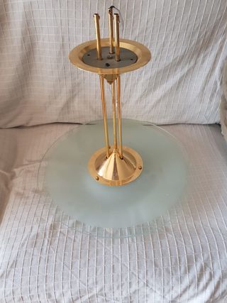 2 Lámparas Vintage Cristal y Metal Dorado