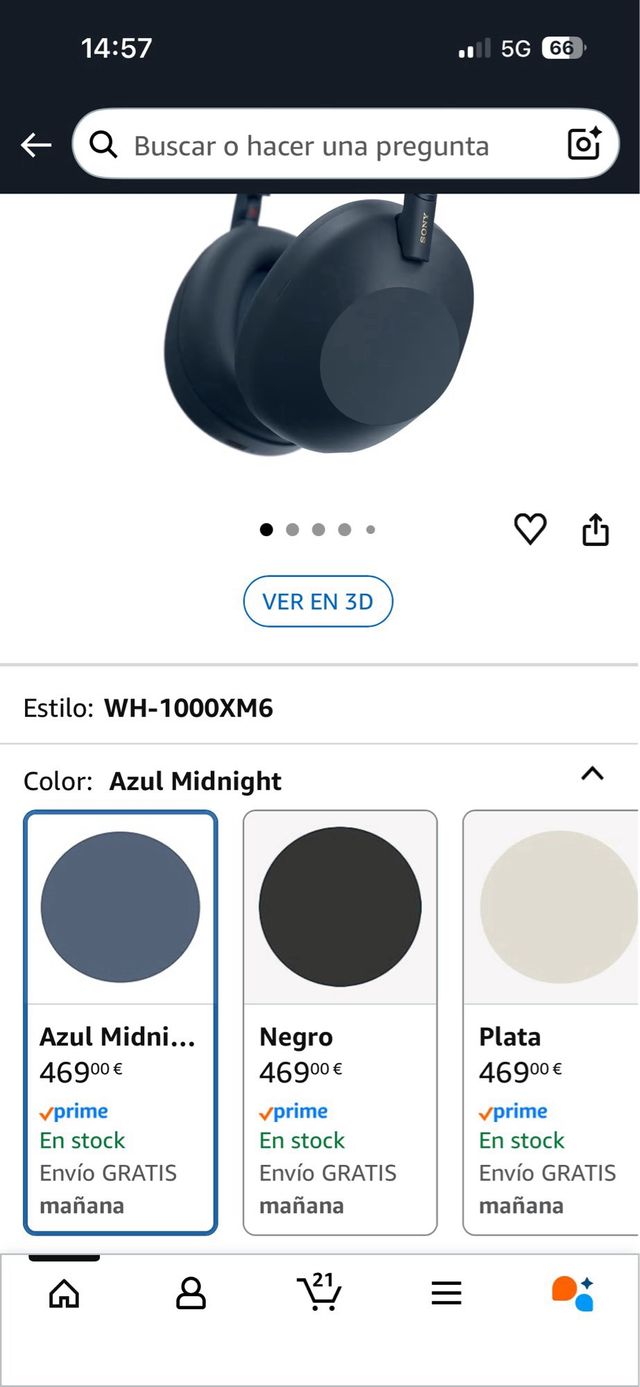 Auriculares Sony WH-1000XM6 Azul Marino