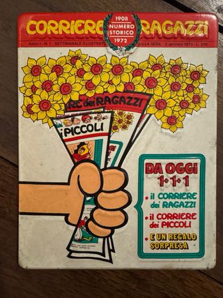 Targhetta in metallo Corriere dei Ragazzi 1972 numero storico vintage