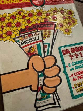 Targhetta in metallo Corriere dei Ragazzi 1972 numero storico vintage