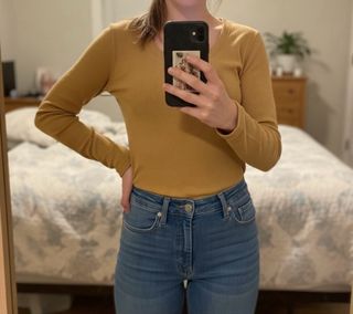 Camiseta ZARA manga larga algodón mostaza Talla L