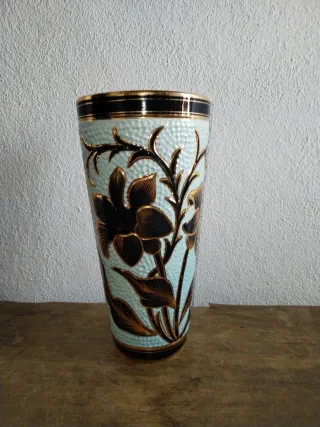 Jarra Cerâmica Alcobaça Flor Dourada