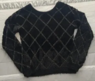 Jersey Naf Naf Negro Dorado Punto Fiesta Suave