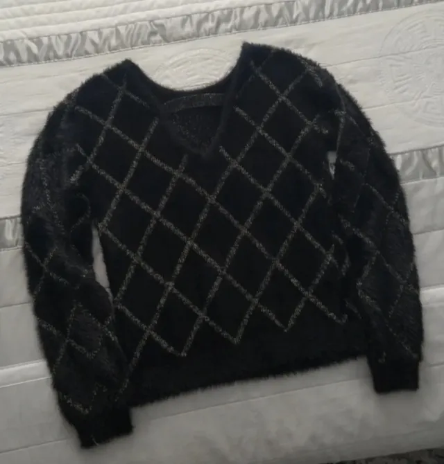 Jersey Naf Naf Negro Dorado Punto Fiesta Suave 