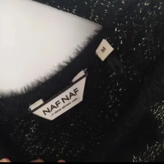 Jersey Naf Naf Negro Dorado Punto Fiesta Suave