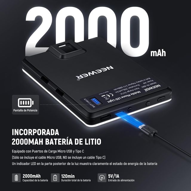 ✨ - NEEWER LED Luz Selfie con Clip Frontal y Trase