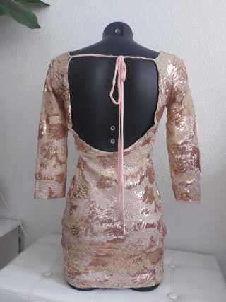 Vestido de fiesta lentejuelas oro rosa