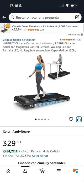 Cinta de Correr VANNECT 2.75HP Inclinación