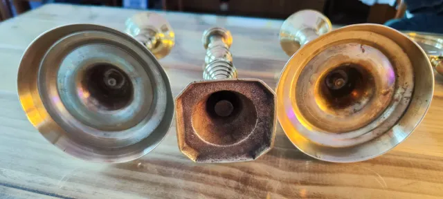 3 Candelabros Bronce Antiguos