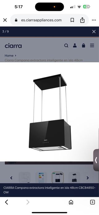 Campana extractora Ciarra isla 48cm