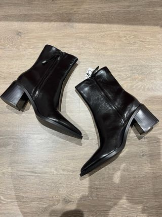 Botines Zara Tacón Ancho MARRÓN oscuro 40