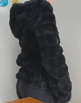 Giubbotto pelliccia nero donna Tg. S