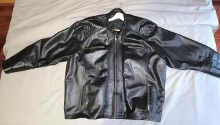 Chaqueta Cuero Grueso XXXL Negra Casi Nueva