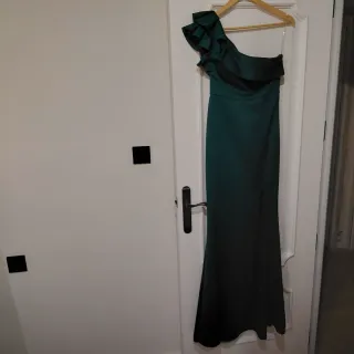 Vestido fiesta verde entallado elástico