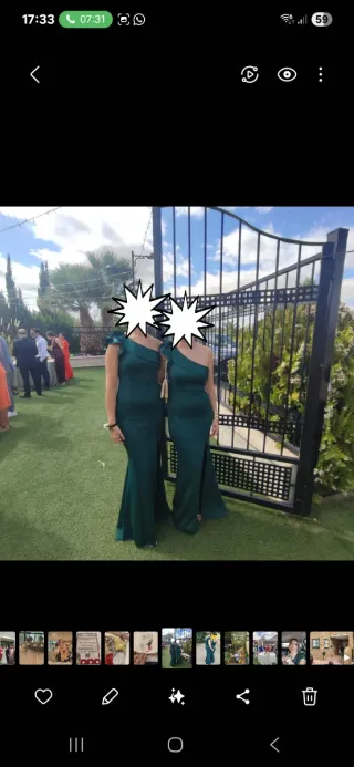 Vestido fiesta verde entallado elástico