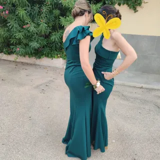 Vestido fiesta verde entallado elástico