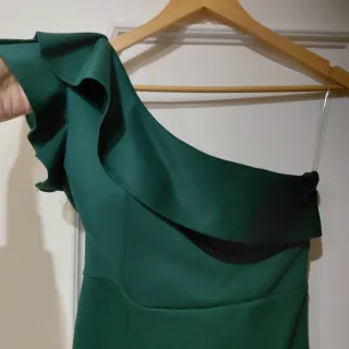 Vestido fiesta verde entallado elástico