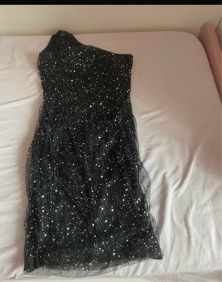 Vestito corto nero con glitter