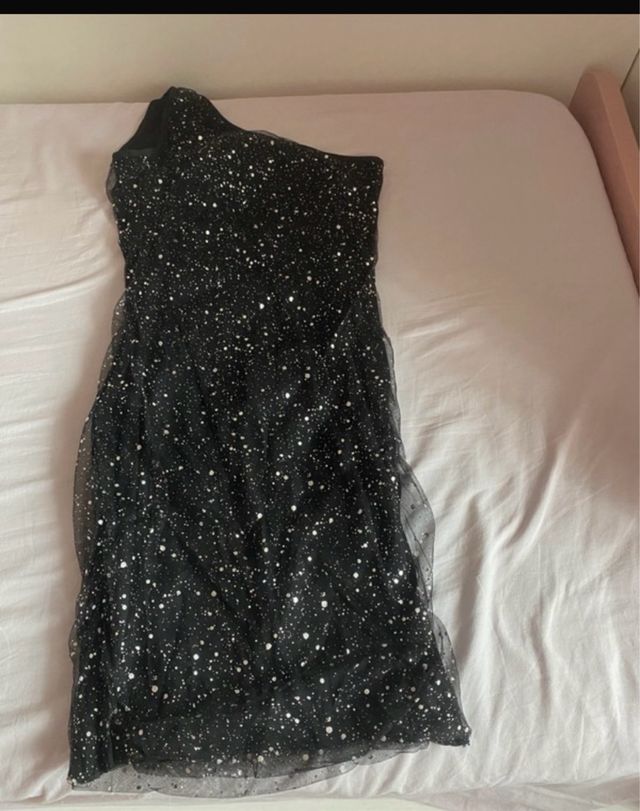 Vestito corto nero con glitter