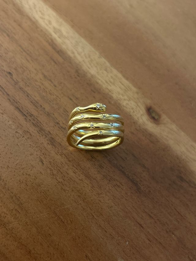 Anillo triple de plata bañada en oro amarillo de 1