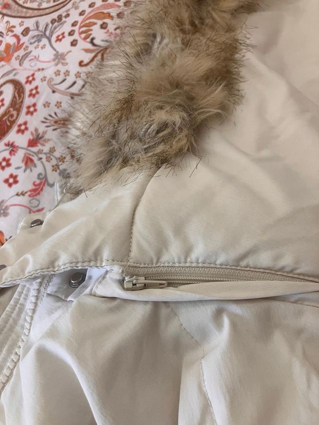 Abrigo Anorak Blanco Mujer con Capucha