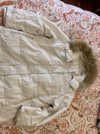 Abrigo Anorak Blanco Mujer con Capucha