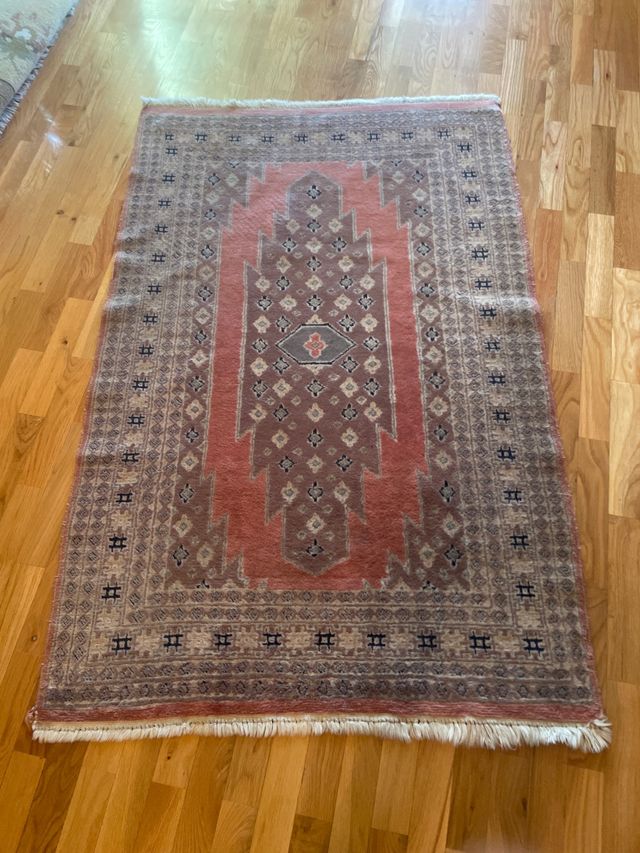 Alfombra Paquistaní Lana Rosa y Marrón