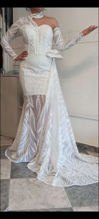 Vestido de Novia Gitana Blanco Talla M