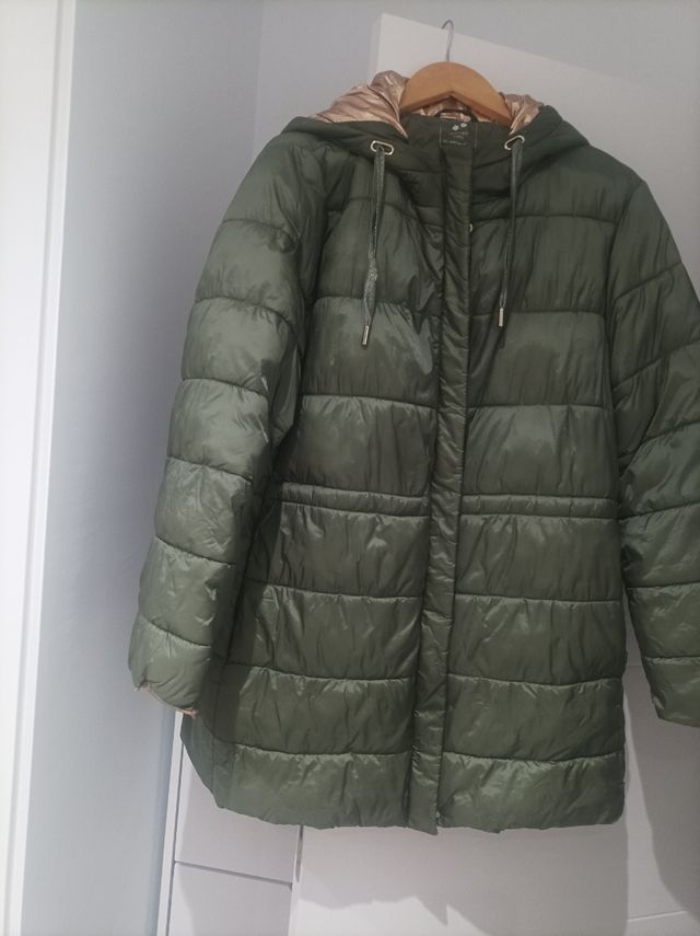 Anorak mujer verde y dorado
