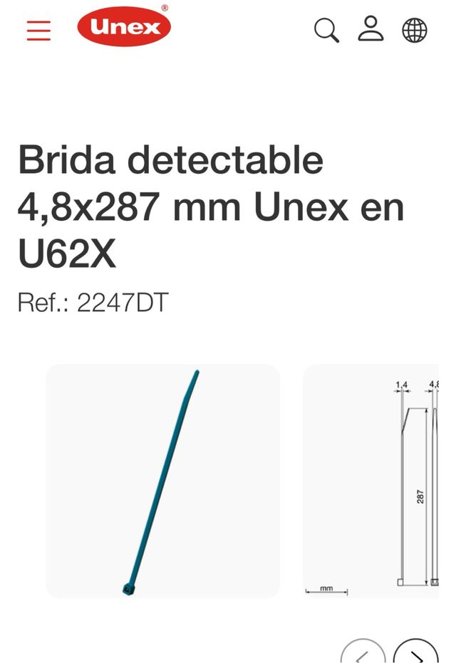 Bridas detectables Unex 4,8x287mm U62X