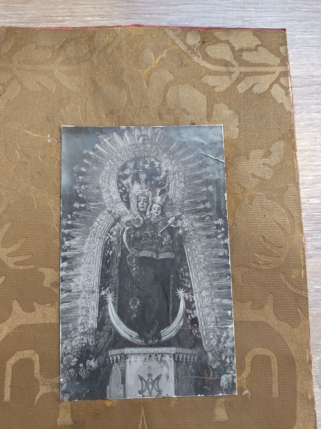 Cuadro Virgen Antigua Estampa Años 40