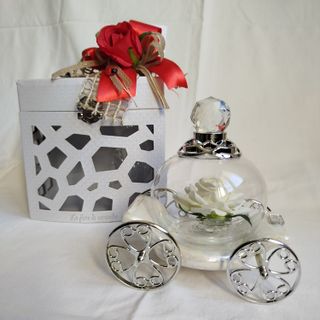 Carrozza Cristallo Soffiato con Rosa Bianca