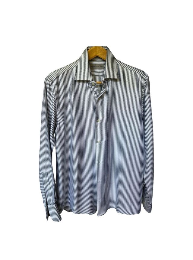 Camicia Etro seta righe blu/bianco