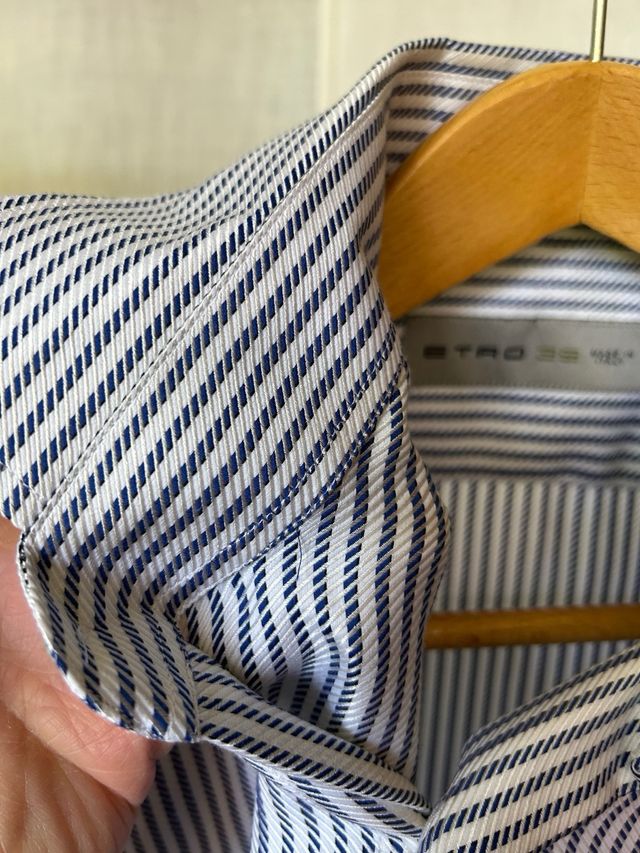 Camicia Etro seta righe blu/bianco