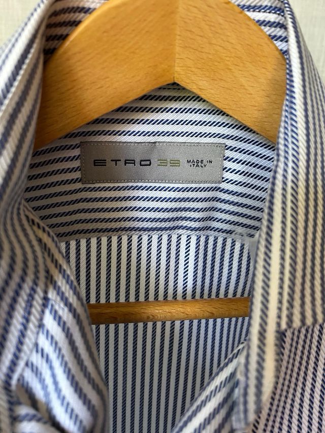 Camicia Etro seta righe blu/bianco