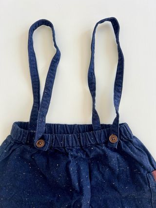 Pantalón lana niño 3-4 con tirantes azul