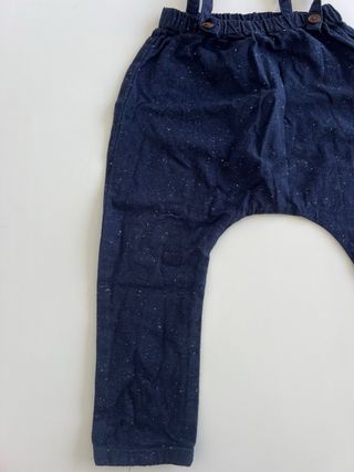 Pantalón lana niño 3-4 con tirantes azul