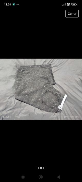 Pantalón gris  Strass brillantes 