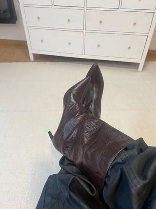 Botines Massimo Dutti Piel Marrón Tacón