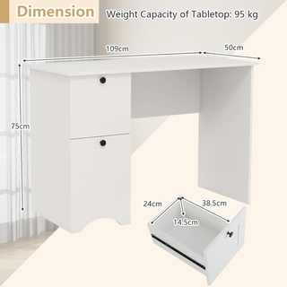 Scrivania per computer in legno con 2 cassetti, 10