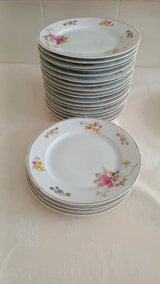 24 Platos Santa Clara Vintage Flores Porcelana