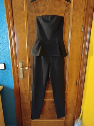 Mono Zara Negro Peplum Cremallera
