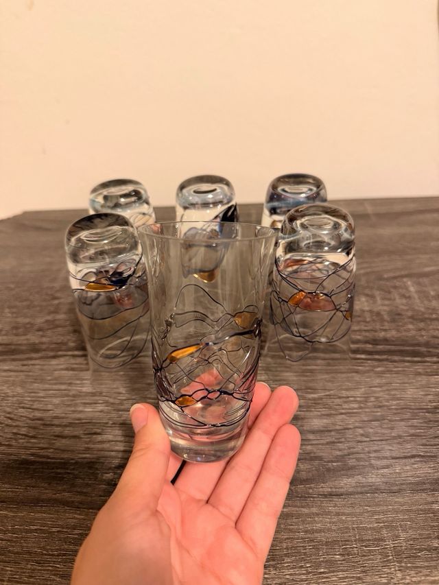 Juego de 6 vasos de chupito decorados