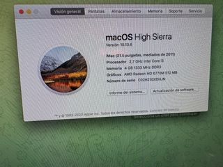 iMac 2011 Apple Plata,pantalla 21 pulgadas 