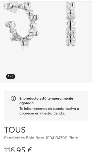Pendientes de Aro de plata 12 mm Bold Bear.